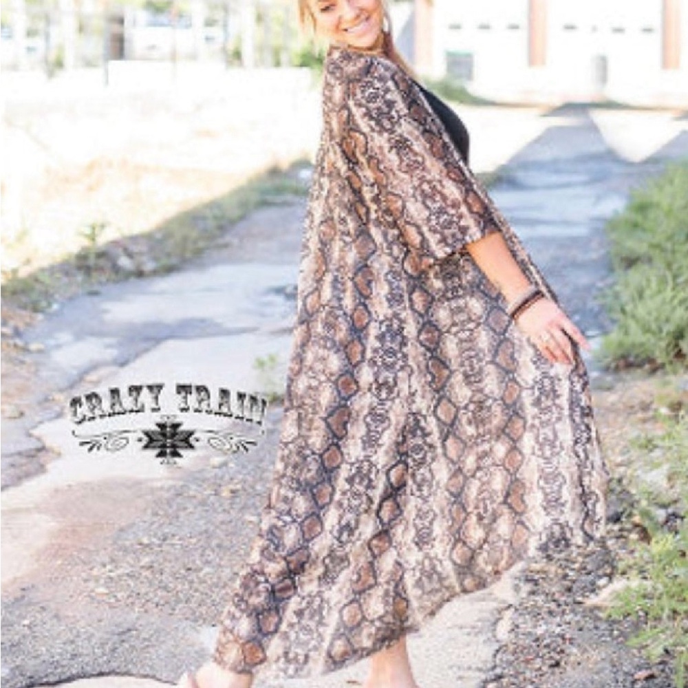 Crazy Train Python Snake Print Sheer Duster Kimon… - image 6